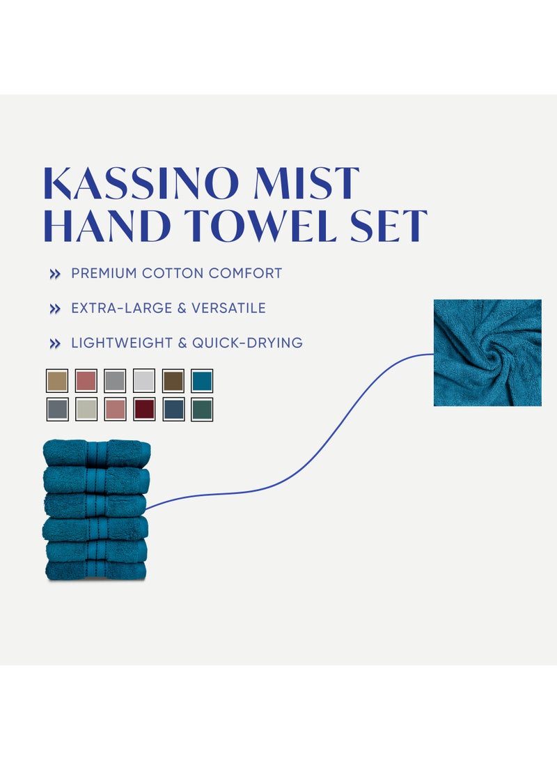 كاسينو Kassino Jumbo Hand Towel (6 Pack, 45x70 cm) - 580 GSM Large Hand Towels,100% Combed Cotton, Soft & Quick-Dry Towels, Highly Absorbent, Double Stitched Hotel Quality Towels | Petrol - Image 3