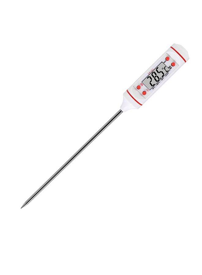 LDA Digital Cooking Food Thermometer Silver/Red/White 12cm - Image 1