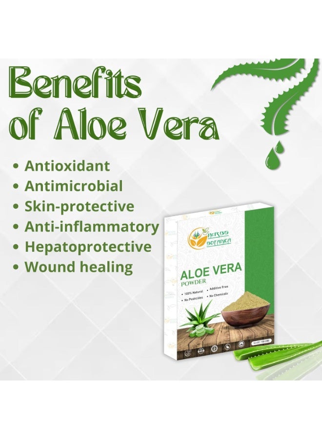 HERBS BOTANICA Aloe Vera Powder Organic for Hair Growth Skincare Haircare Organic, Moisturizing, and Soothing Aloe Barbadensis Vegan NO GMO 5.3oz 150g - Image 2