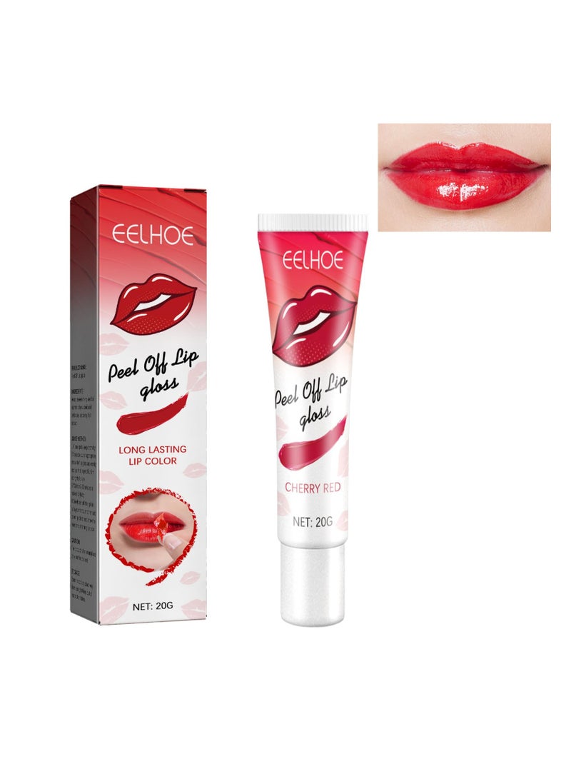 2 Pcs Peel Off Lip Stain, Tattoo Color Lip Gloss Long Lasting Smudge Proof, Waterproof Tear-off Lip Gloss, Gloss Tattoo Magic Color Lip Stain Tints for Women Girls (Cherry Red) - Image 1