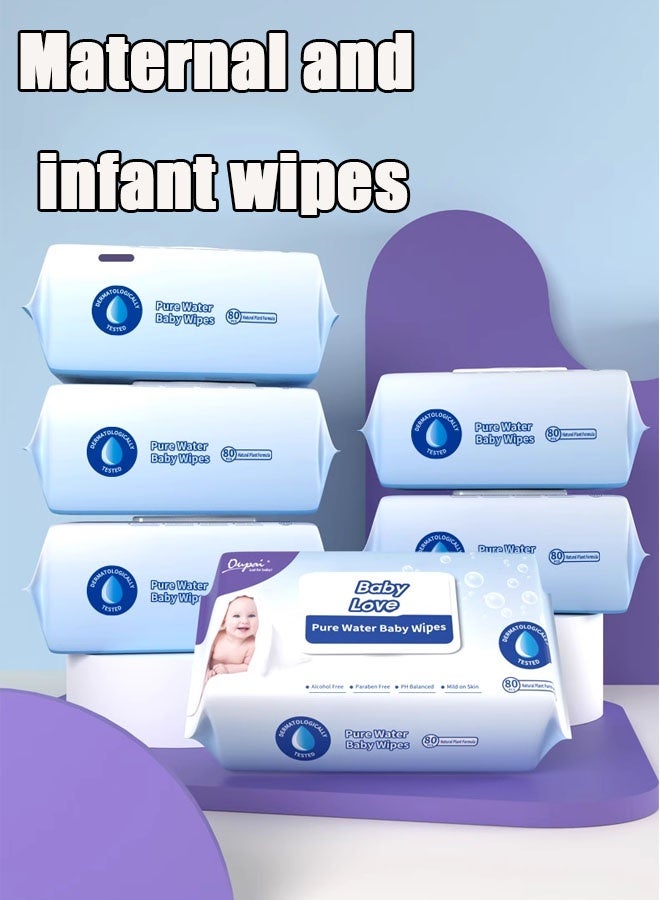 Baby Wipes, 80-Count Pack with Flip-Top Lid, Unscented & Hypoallergenic, Gentle Cotton-Feel Cloths for Diaper Change, Hands & Face Cleaning - Image 3