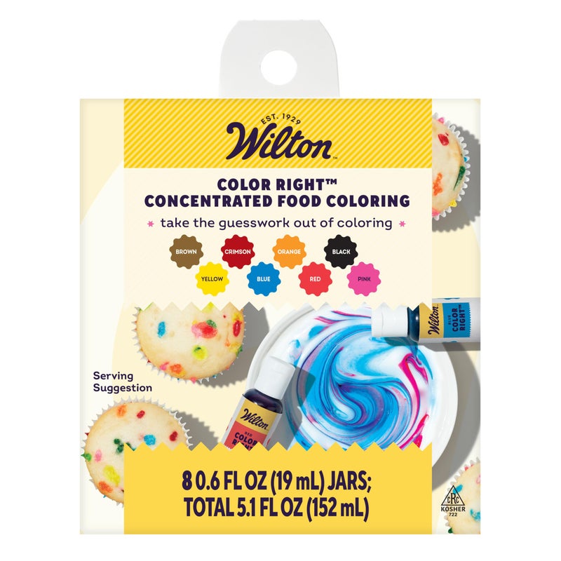 Wilton Color Right Performance Food Coloring System, Ultra-Concentrated Liquid Gel Colors for Customizing Cake Batter, Icing & Fondant, 8-count - Image 1