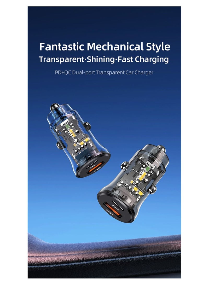 أوسامس 30W شفاف A + C شاحن سيارة صغير - Image 2