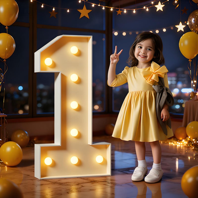 imprsv Marquee Numbers 3 Feet Tall Large Light Up Numbers 1st 16th 21st Wild One Birthday Decorations Big Yellow Light Outdoor Anniversary Decorations Balloon Arch Kit Party Backdrop 1 - Image 1