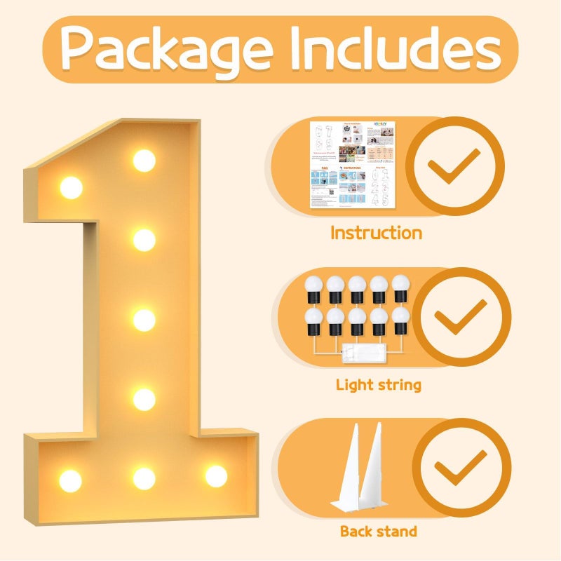 imprsv Marquee Numbers 3 Feet Tall Large Light Up Numbers 1st 16th 21st Wild One Birthday Decorations Big Yellow Light Outdoor Anniversary Decorations Balloon Arch Kit Party Backdrop 1 - Image 5