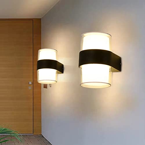 Groeien LED Modern Outdoor Acrylic Wall lamp Decorative Garden Light Up and Down Light Waterproof Outdoor Light (Round,Pack of 2) - Image 2