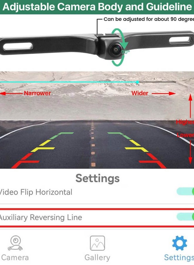GreenYi WiFi Car Wireless Backup Camera, 5G 720P HD Car License Plate Rear/Front View Reverse Camera for iPhone iPad Android Smart Phones Tablets Which Support Double Band WiFi(2.4Ghz and 5Ghz) - Image 4