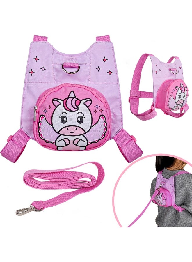 Haktoys Toddler Safety Harness Vest and Leash Set: Secure and Safe for Outdoor Adventures (Pink Unicorn) - Image 1