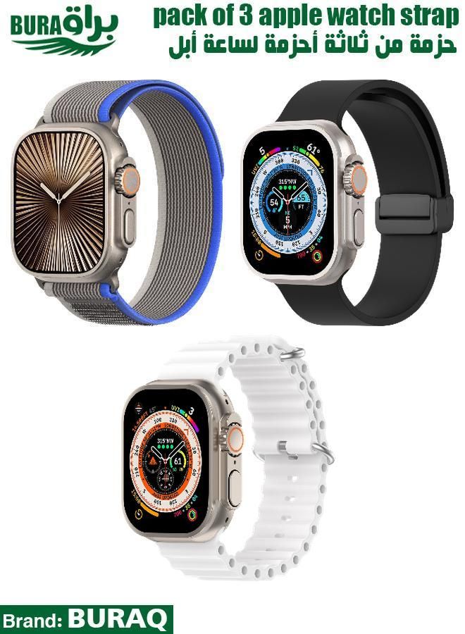 BURAQ Apple Watch Band Strap For Apple Watch Ultra 2/Ultra 49mm, Series 10 46mm, 9/8/7 45mm, SE2/SE/6/5/4 44mm, 3/2/1 42mm