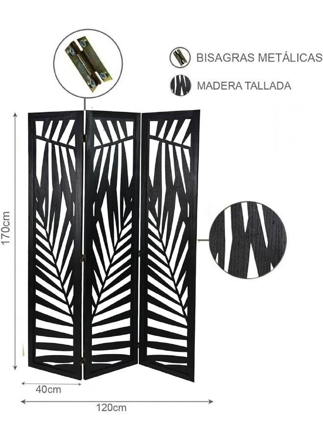 لوفت حاجز متعدد الأغراض بارتفاع 170 سم مصنوع من ألياف الخشب والباولونيا، الطول 120 × العرض 1.8 × الارتفاع 170 سم، أسود، MDF-156866A - Image 3