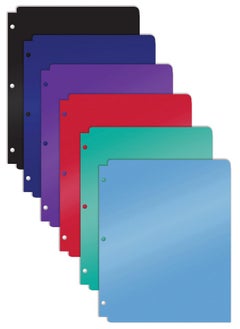 Better Office Products 3 Hole Punch Pocket Folders Bulk Pack Sturdy Plastic 2 Pocket Folders Assorted Primary Colors Letter Size With Business Card Slot (6 Pack)  - Image 1