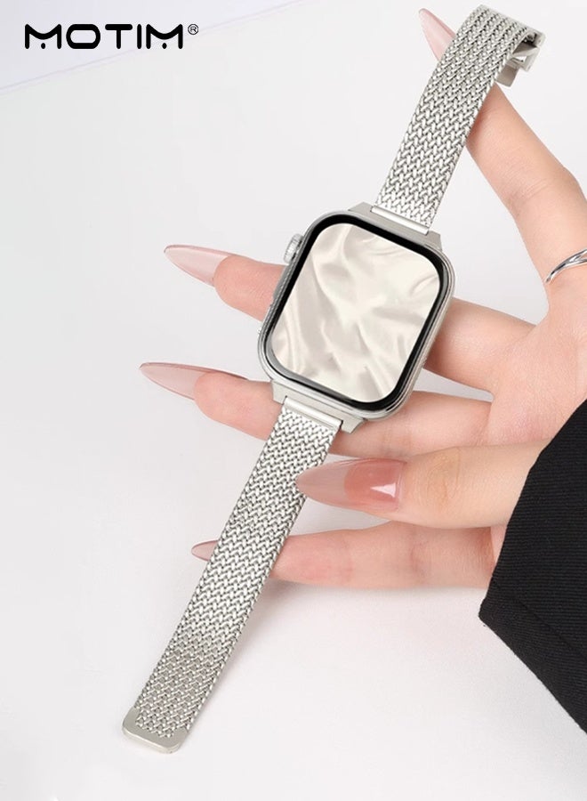 Motim Apple Watch Metal Band, Compatible with Apple Watch Band 42mm 44mm 45mm 49mm, Women Metal Strap Thin Watch Wristband for iWatch Series10 9 8 7 6 5 4 3 2 1 SE Ultra 2﻿ - Image 4