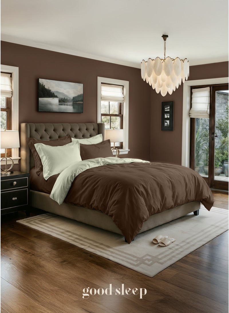 نوم جيد طقم لحاف فاخر مزدوج الألوان – 6 قطع بحجم كينغ (220×240 سم) | ألوان متعاكسة ناعمة ومقاومة للتجاعيد | صناعة دبي | يشمل غطاء لحاف بسحّاب، ملاءة مطاطية و 4 أغطية وسادة - Image 4