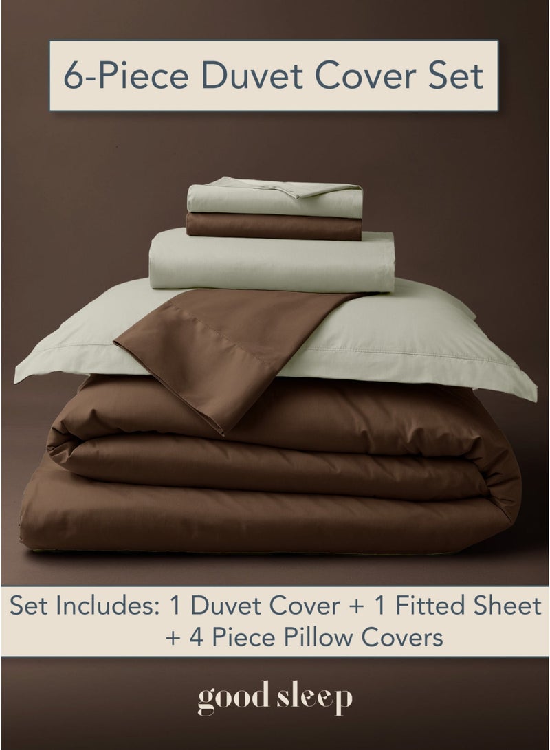 نوم جيد طقم لحاف فاخر مزدوج الألوان – 6 قطع بحجم كينغ (220×240 سم) | ألوان متعاكسة ناعمة ومقاومة للتجاعيد | صناعة دبي | يشمل غطاء لحاف بسحّاب، ملاءة مطاطية و 4 أغطية وسادة - Image 2