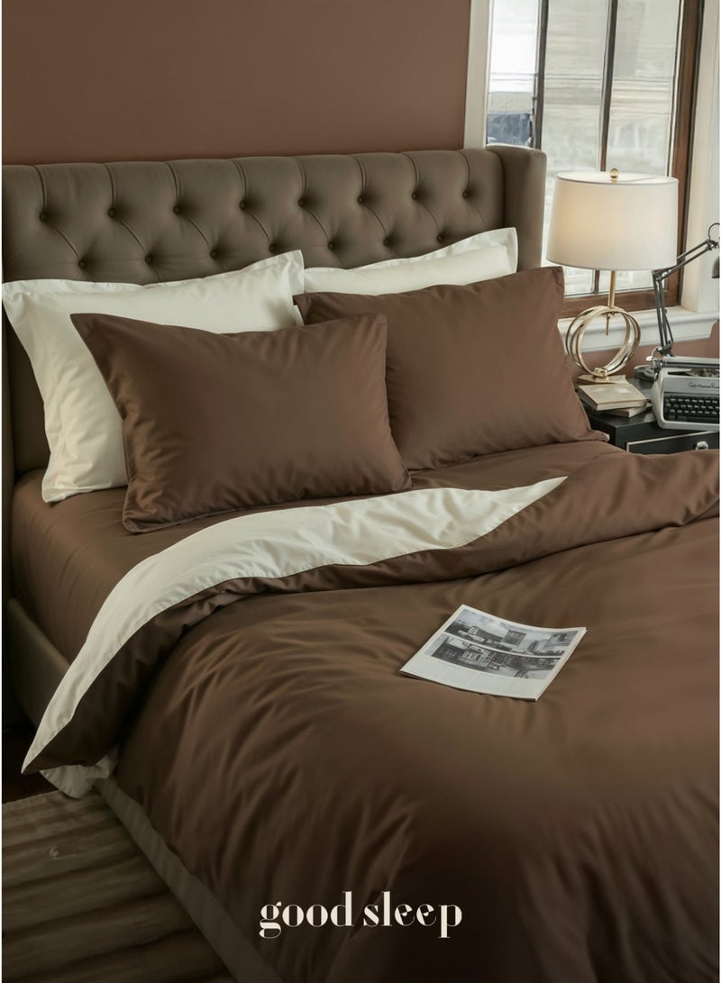 نوم جيد طقم لحاف فاخر مزدوج الألوان – 6 قطع بحجم كينغ (220×240 سم) | ألوان متعاكسة ناعمة ومقاومة للتجاعيد | صناعة دبي | يشمل غطاء لحاف بسحّاب، ملاءة مطاطية و 4 أغطية وسادة - Image 1