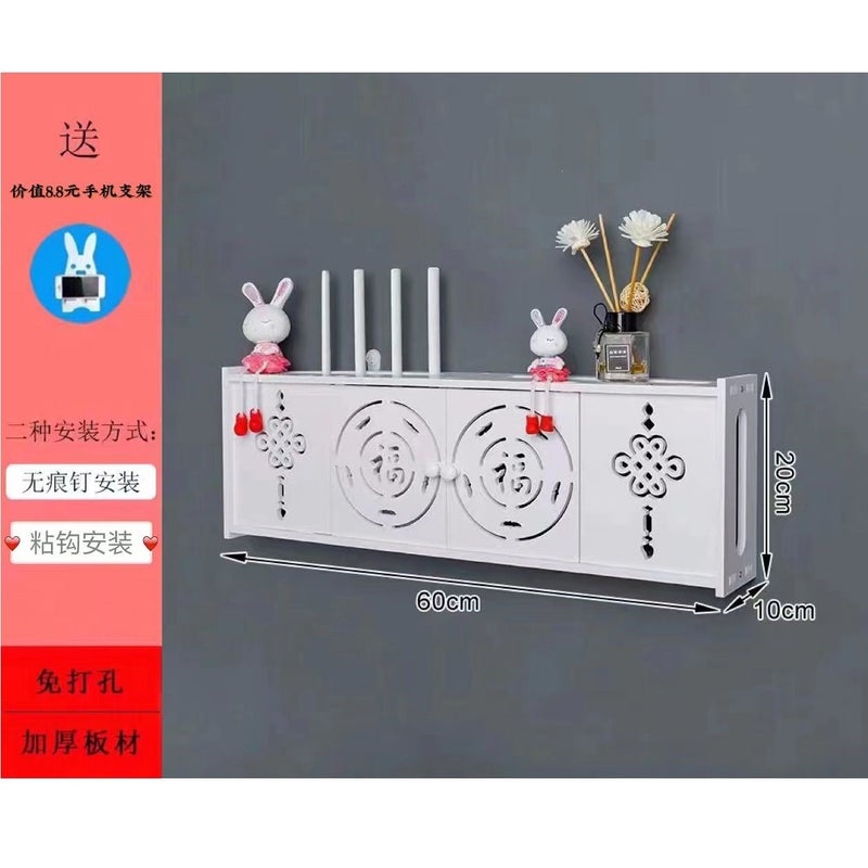 No-Drill Router Storage Box with WiFi Cable Organizer, Cat Power Strip and Set-Top Box Holder