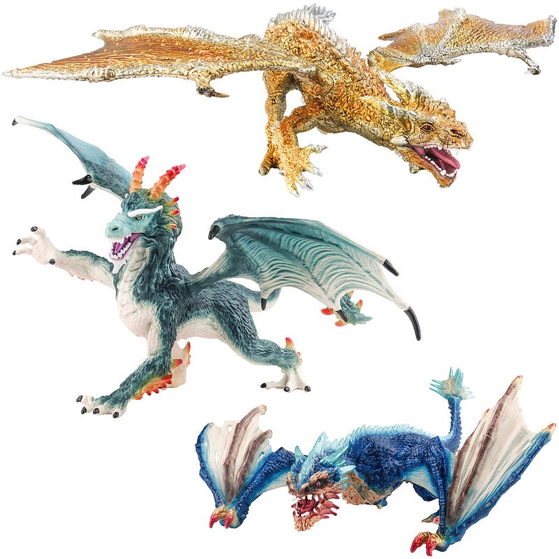 Fistone Western Dragon Toy Set 3 PCS Realistic Battle Dragon Lion Dragon Demon Dragon Figurines Creature Dragon Playset for Kids Dragon Toy Action Figure for Kids Ages 3 - Image 3