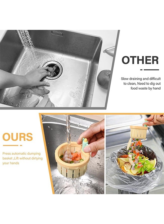 HY Cactus Kitchen Sink Drain Strainer, Press Automatic Dumping Basket, Multi-Functional Home Use Cactus Sink Draining Basket Filter Net Lifting Basket, Self-Cleaning Kitchen Sink Strainer (Yellow,3 PCS) - Image 5