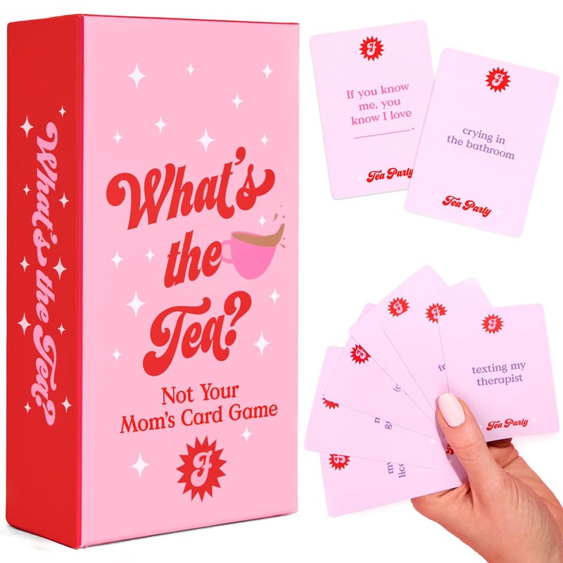 xo, Fetti What's The Tea? Playing Card Game | Bachelorette Party Activity, Cute Birthday Event, Adult Girl's Night Spill The Tea Fun, Group Bach Decor, Funny Party Supplies - Image 1