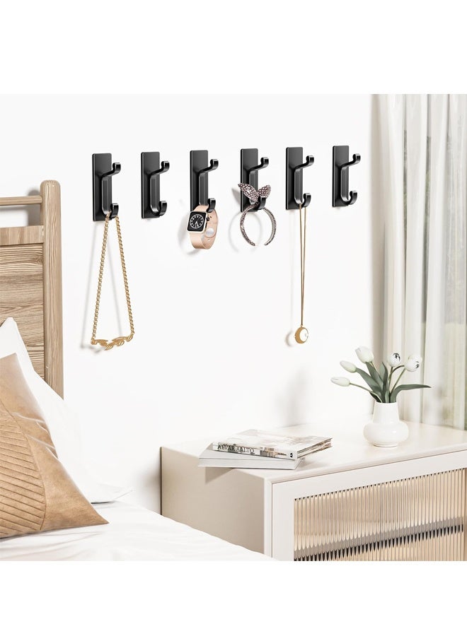 4 Pack Self Adhesive Wall Black Hooks - Sticky Hooks Wall Mount for Clothes, Towel, Robes, Keys, Purse, Backpack - Image 4