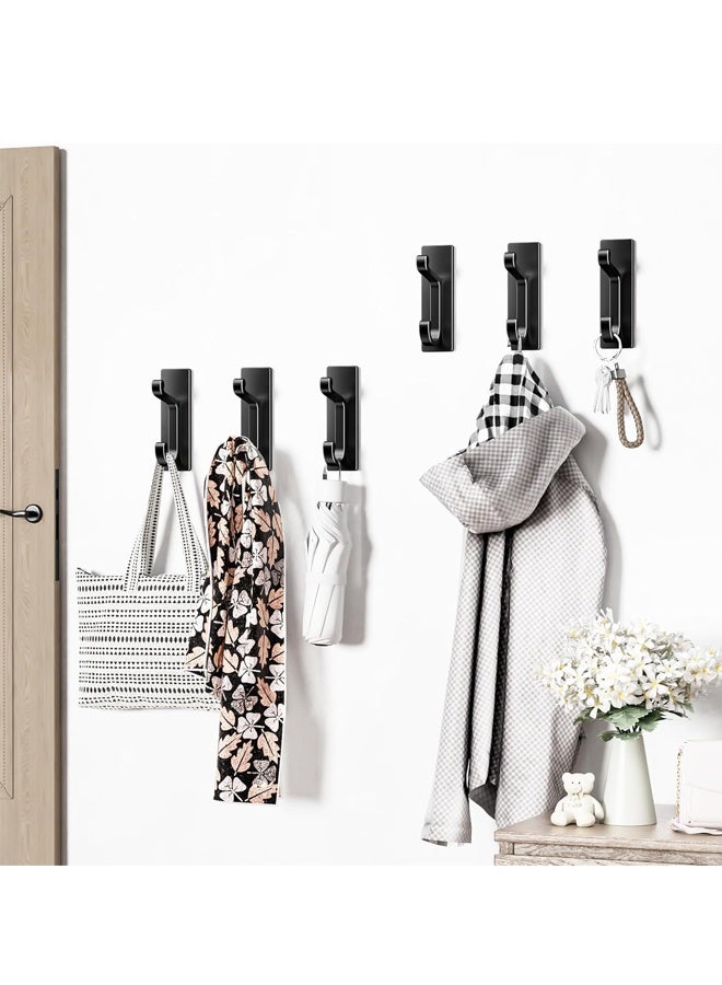 4 Pack Self Adhesive Wall Black Hooks - Sticky Hooks Wall Mount for Clothes, Towel, Robes, Keys, Purse, Backpack - Image 5