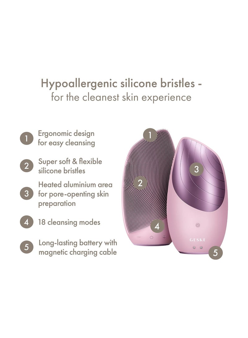 جيسكي فرشاة الوجه الحرارية سونيك سمارت أب جايدد |  في  | تنظيف البشرة | فرشاة تنظيف بوظيفة حرارية | مساج الوجه | فرشاة الوجه الكهربائية | جهاز تنظيف الوجه - وردي - Image 2
