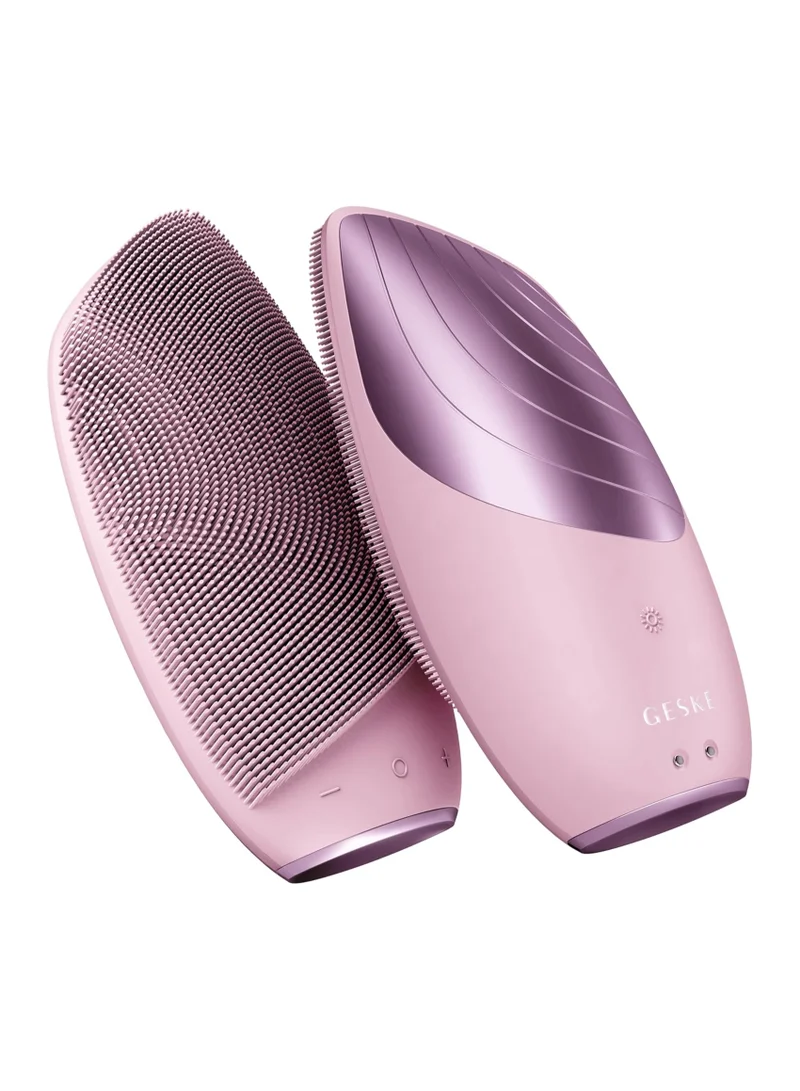 GESKE SmartAppGuided Sonic Thermo Facial Brush | 6 in 1 | Skin Cleansing | Cleansing Brush with Thermal Function | Facial Massager | Electric Facial Brush | Facial Cleansing Device - Pink