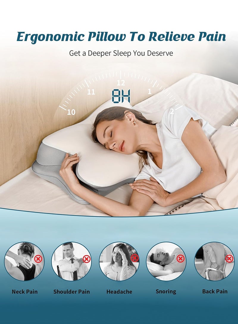 LENND Cervical Neck Pillow for Pain Relief - Ergonomic Side Sleeper Pillow for Sleeping, Contour Orthopedic Pillow for Neck Support, Cooling Memory Foam Pillows for Back & Stomach Sleepers  - Image 2