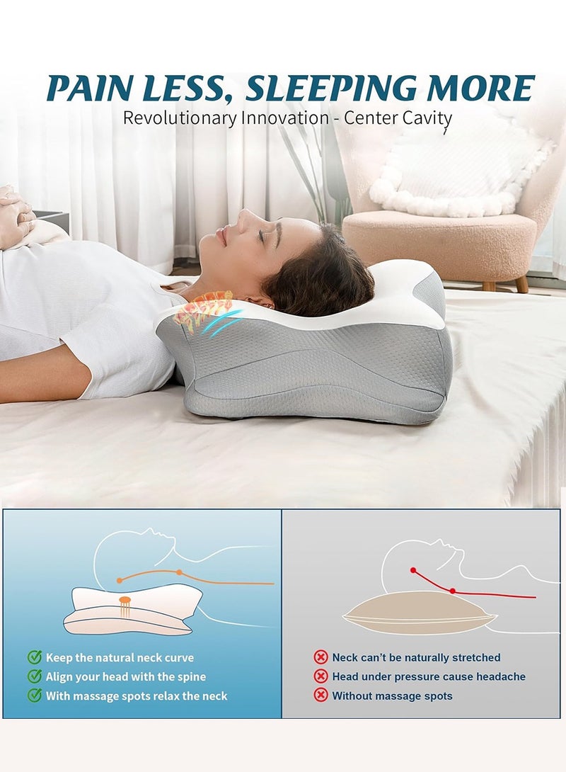 LENND Cervical Neck Pillow for Pain Relief - Ergonomic Side Sleeper Pillow for Sleeping, Contour Orthopedic Pillow for Neck Support, Cooling Memory Foam Pillows for Back & Stomach Sleepers  - Image 5