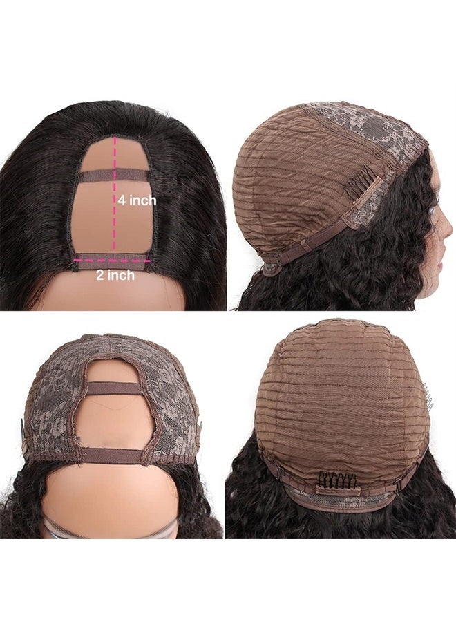 ROYAL IMPRESSION U Part Wig Human Hair Brazilian Deep Wave U Part Wigs for Black Women Virgin Remy Deep Curly Human Hair Wigs Glueless Full Head Clip in Half Wig U Shape Wig 150% Density Natural Color (18 Inch) - Image 5