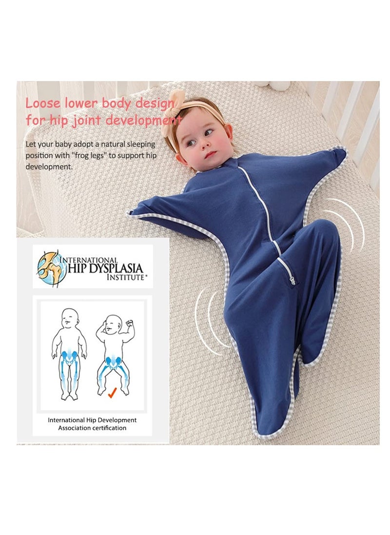 SYOSI - Swaddle Wrap For Baby, Newborns Baby Sleeping Bag, Baby Muslin Swaddle Sleeping Bag, Block External Stimuli, Breathable Soft Premium Cotton For Kids Aged 0-3/3-6 Months Navy Blue, 3-6 Months - Image 1