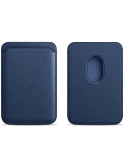 Generic leather Wallet Strong Magnetic Leather Card Wallet with MagSafe Compatible with iPhone Blue  - Image 1
