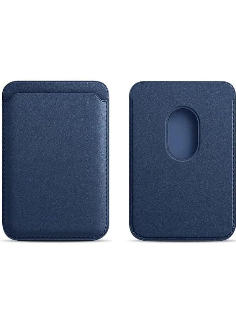 Generic leather Wallet Strong Magnetic Leather Card Wallet with MagSafe Compatible with iPhone Blue  - Image 1