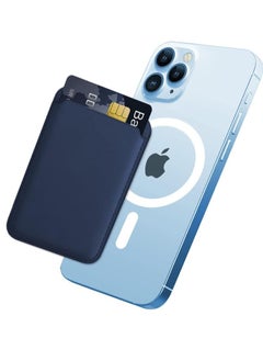 Generic leather Wallet Strong Magnetic Leather Card Wallet with MagSafe Compatible with iPhone Blue  - Image 2