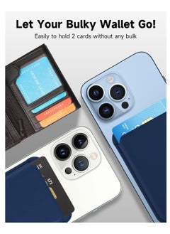 Generic leather Wallet Strong Magnetic Leather Card Wallet with MagSafe Compatible with iPhone Blue  - Image 4