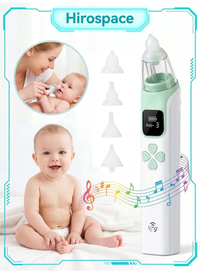 Hirospace Baby Electric Nasal Aspirator, Nose Sucker for Infants Toddlers, 3-Speed Adjustable, Rechargeable Nasal Cleaner with Soft Tips & Music Function - Image 1