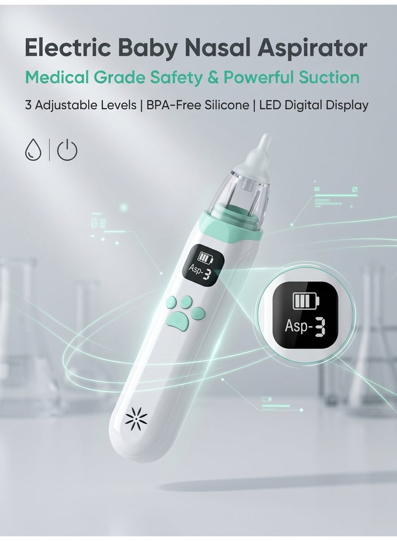Hirospace Baby Electric Nasal Aspirator, Nose Sucker for Infants Toddlers, 3-Speed Adjustable, Rechargeable Nasal Cleaner with Soft Tips & Music Function - Image 2