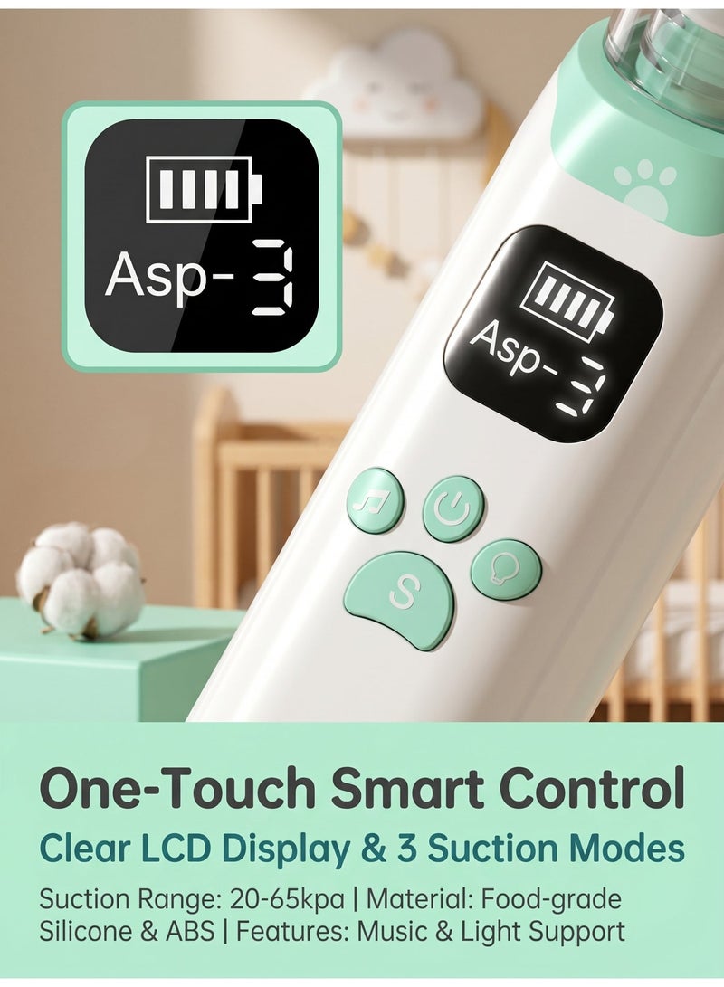 Hirospace Baby Electric Nasal Aspirator, Nose Sucker for Infants Toddlers, 3-Speed Adjustable, Rechargeable Nasal Cleaner with Soft Tips & Music Function - Image 4