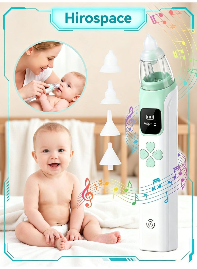Hirospace Baby Electric Nasal Aspirator, Nose Sucker for Infants Toddlers, 3-Speed Adjustable, Rechargeable Nasal Cleaner with Soft Tips & Music Function - Image 1