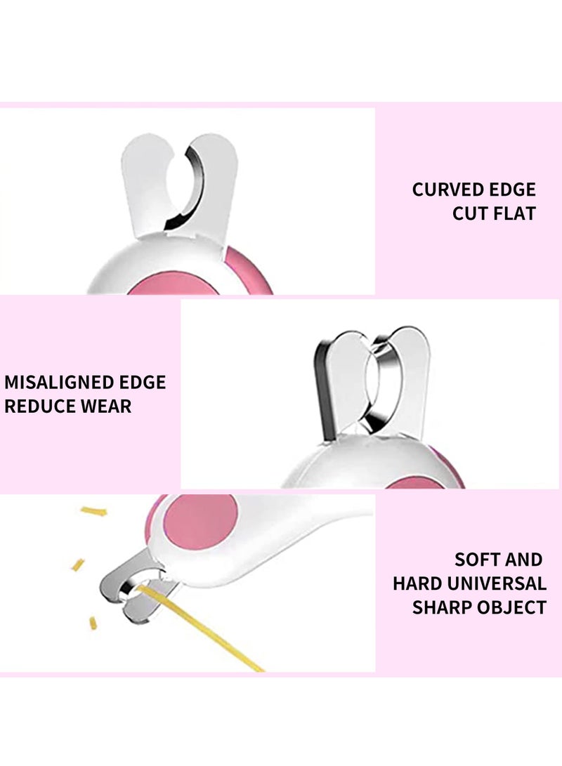 Pet Dog Cat Nail Clippers with LED Lights Nail Trimmers for Small Animals Professional Beauty Care Tools, Avoid Excessive Cutting, Suitable for Tiny Dog Cat Rabbit Bird Puppy Kitten (Pink) - Image 3