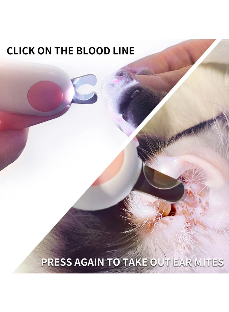 Pet Dog Cat Nail Clippers with LED Lights Nail Trimmers for Small Animals Professional Beauty Care Tools, Avoid Excessive Cutting, Suitable for Tiny Dog Cat Rabbit Bird Puppy Kitten (Pink) - Image 2