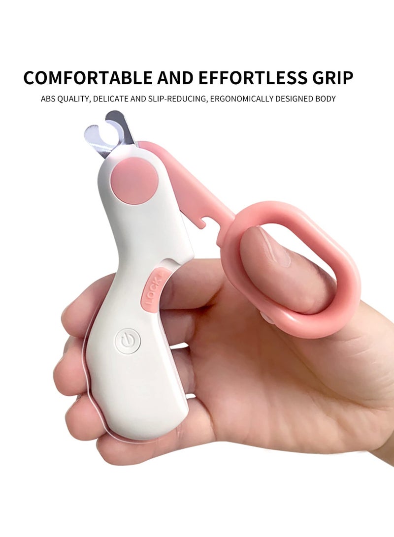 Pet Dog Cat Nail Clippers with LED Lights Nail Trimmers for Small Animals Professional Beauty Care Tools, Avoid Excessive Cutting, Suitable for Tiny Dog Cat Rabbit Bird Puppy Kitten (Pink) - Image 5