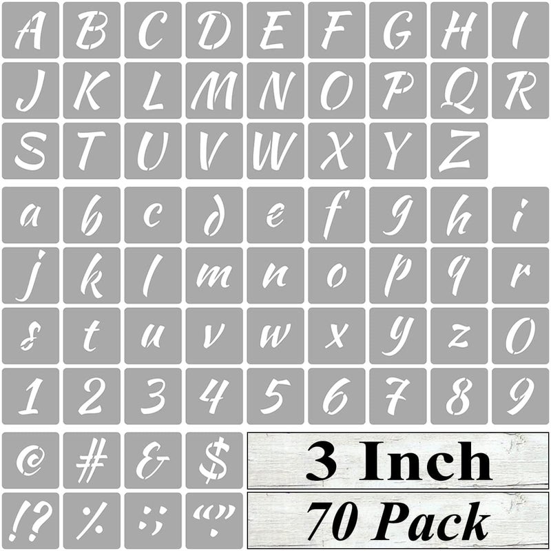Dequera 3 Inch Alphabet Letter Stencils for Painting 70 Pack Letter and Number Stencil Templates with Signs for Painting on Wood Reusable Numbers and Letters Stencils for Chalkboard Wood Signs