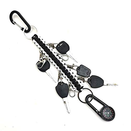 DODXIAOBEUL 10 Inch Paracord Handmade Cheer Bows Holder 2 Pack & 16 Lobster Clasp,Paracord Keychain for Teen Girls Cheerleader Sports (Black & White) - Image 2