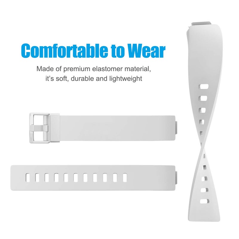 Tobfit Soft TPU Bands Compatible with Fitbit Inspire HR/Fitbit Inspire/Fitbit Ace 2 Bands, Sports Accessories Waterproof Wristbands Women Men, Large, White - Image 3