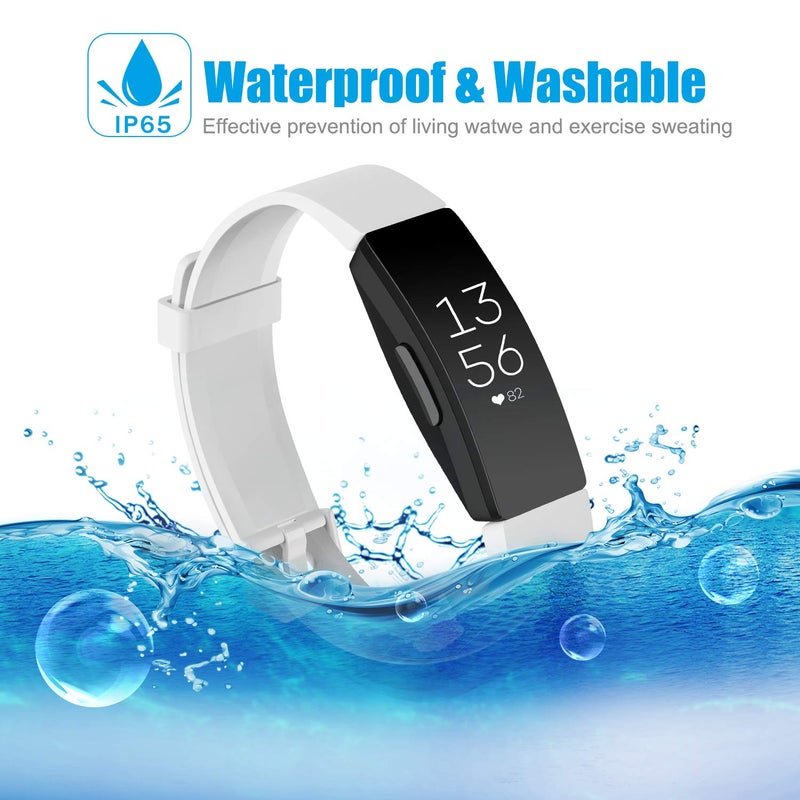 Tobfit Soft TPU Bands Compatible with Fitbit Inspire HR/Fitbit Inspire/Fitbit Ace 2 Bands, Sports Accessories Waterproof Wristbands Women Men, Large, White - Image 5