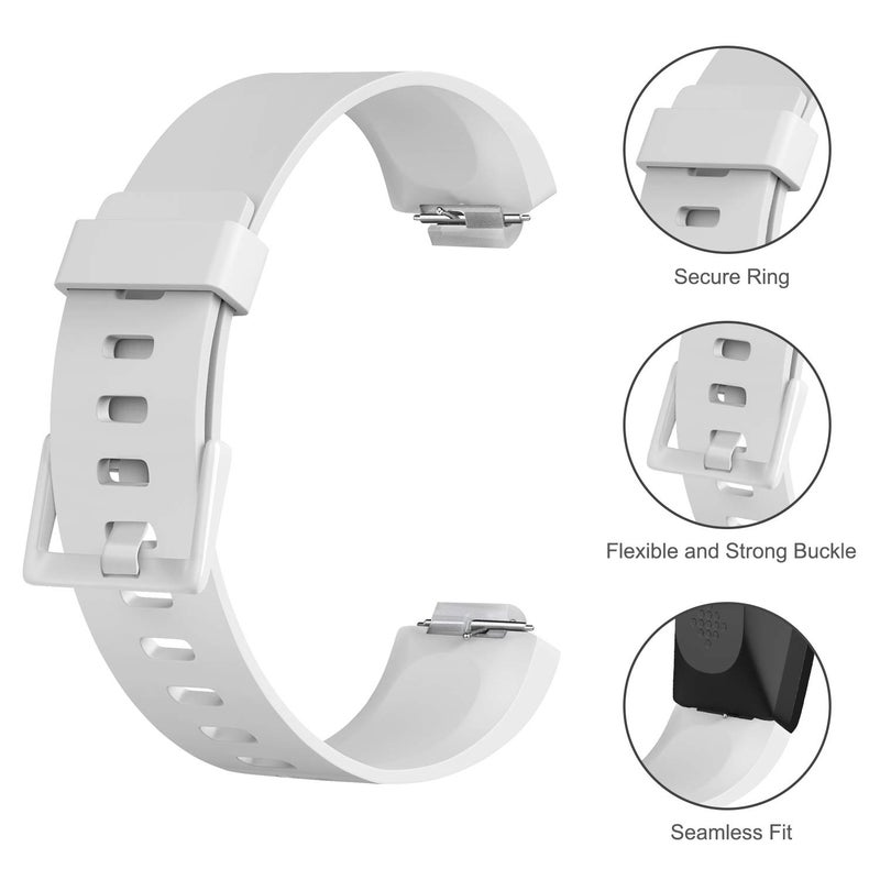 Tobfit Soft TPU Bands Compatible with Fitbit Inspire HR/Fitbit Inspire/Fitbit Ace 2 Bands, Sports Accessories Waterproof Wristbands Women Men, Large, White - Image 2