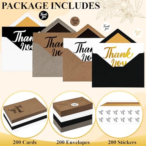 UZLU 600 PCS Thank You Cards with Envelopes Matching Stickers Thank You Notes Bulk 4x6 Inch Minimalistic Design for Business Baby Shower Wedding Small Business Graduation Bridal Shower Funeral Mixed - Image 4