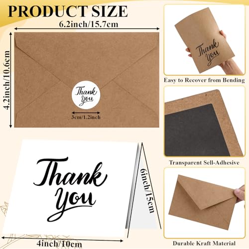 UZLU 600 PCS Thank You Cards with Envelopes Matching Stickers Thank You Notes Bulk 4x6 Inch Minimalistic Design for Business Baby Shower Wedding Small Business Graduation Bridal Shower Funeral Mixed - Image 2