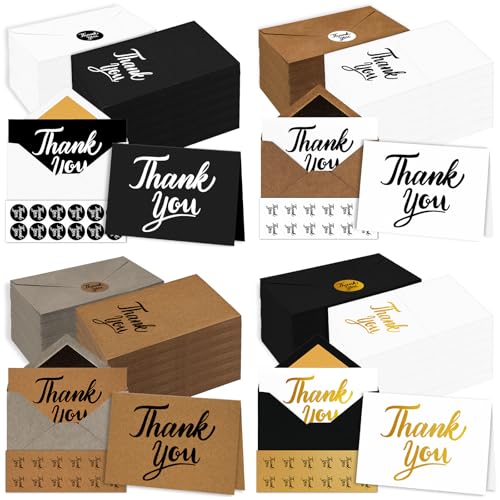 UZLU 600 PCS Thank You Cards with Envelopes Matching Stickers Thank You Notes Bulk 4x6 Inch Minimalistic Design for Business Baby Shower Wedding Small Business Graduation Bridal Shower Funeral Mixed - Image 1